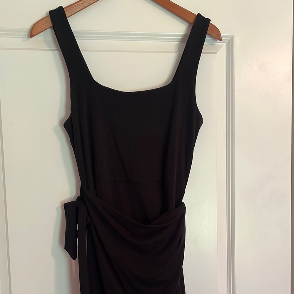 Quince Black Sleeveless Wrap Dress